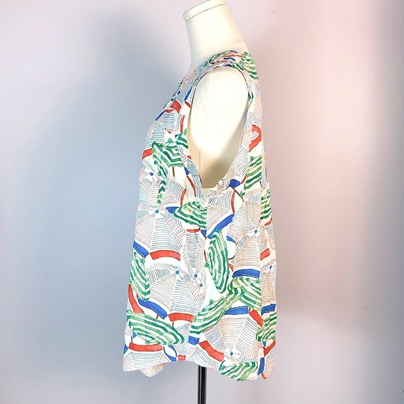 Anthropologie Maeve Women Sunseeker Umbrella Print Top Sleeveless Blouse Tank - Picture 8 of 12